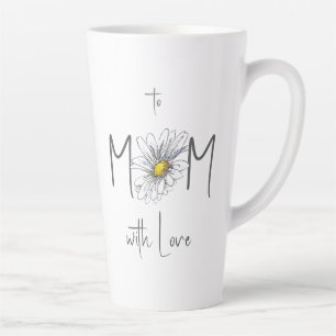 Caneca De Café Latte Mínima Margarida de Aquarela Branca Dia das Mães 