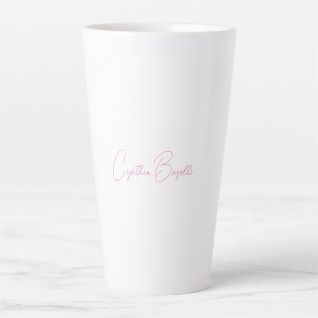 Caneca De Café Latte Mínima Moderna Caligrafia Simples Nome Adicionar (Frente)