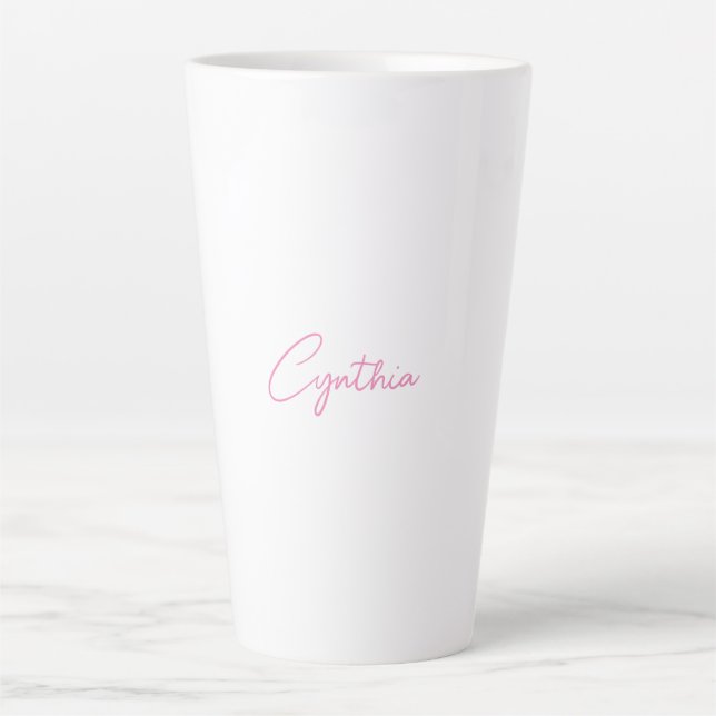Caneca De Café Latte Mínima Moderna Caligrafia Simples Nome Adicionar (Frente)