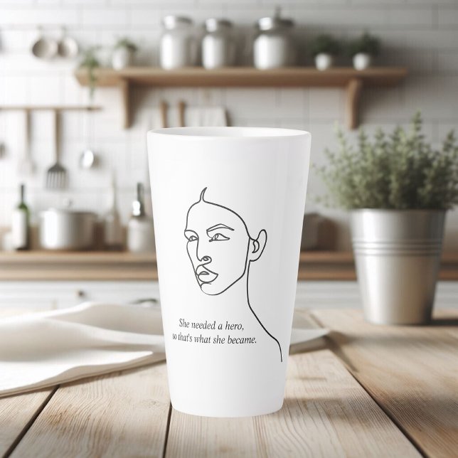 Caneca De Café Latte Mínima Negra Ela Se Tornou Uma Menina De Inspiraçã (Criador carregado)