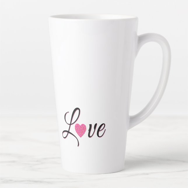 Caneca De Café Latte Minimal Dotted Heart Design (Direita)