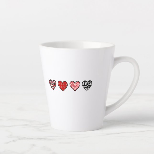 Caneca De Café Latte minimal valentine hearts / “cute love pattern” (Direita)