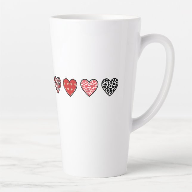 Caneca De Café Latte minimal valentine hearts / “cute love pattern” (Direita)