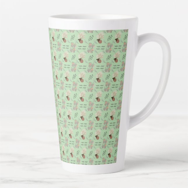 Caneca De Café Latte Minimal vase, feathers and floral boho art- (Direita)