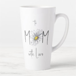 Caneca De Café Latte Minimal White Watercolor Daisy Mom Mothers Day 