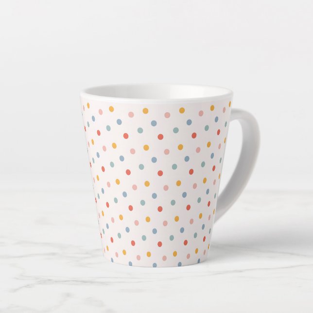 Caneca De Café Latte Minimalist Abstract Tiny Spots Pastel Earth Tones  (Ângulo direito)