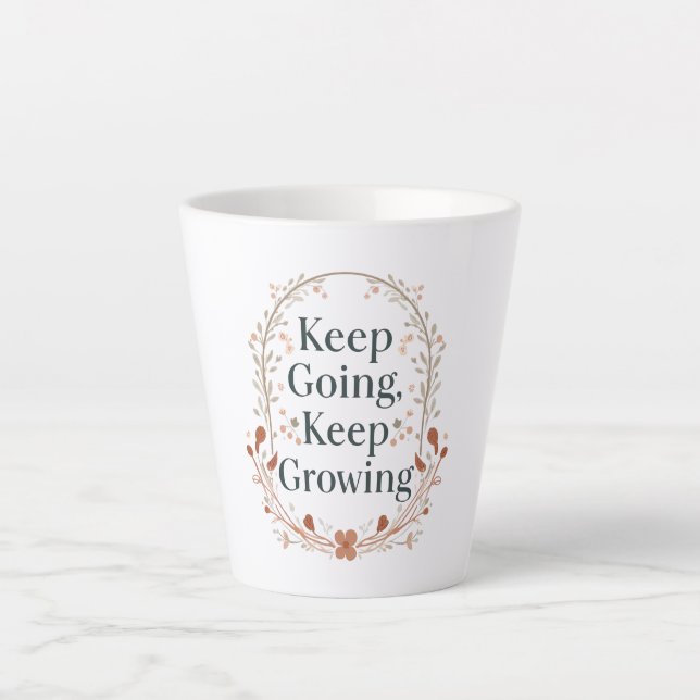 Caneca De Café Latte Minimalist Floral Wreath Positive Affirmation (Frente)