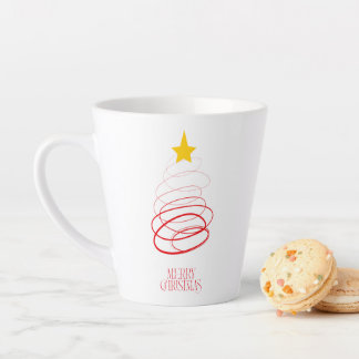 Caneca De Café Latte Minimalist Red Christmas Tree Mug – Merry Christma