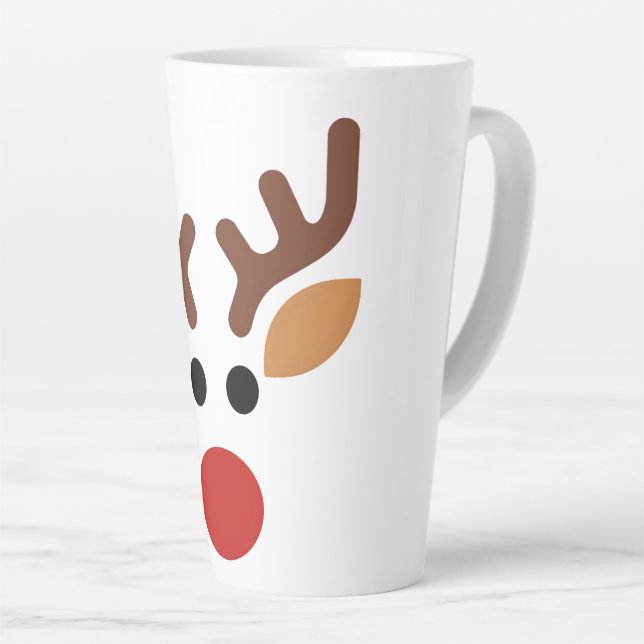 Caneca De Café Latte Minimalist Rudolph Reindeer (Ângulo direito)