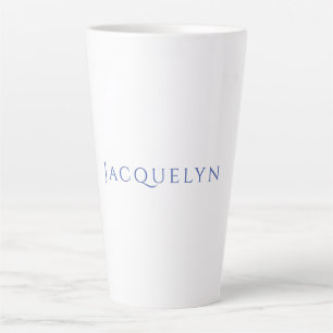 Caneca De Café Latte Minimalista Azul Branco Simples Elegante Moderno N