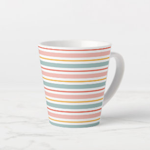 Caneca De Café Latte Minimalista Boho Linhas Horizontais Tons Terrosos