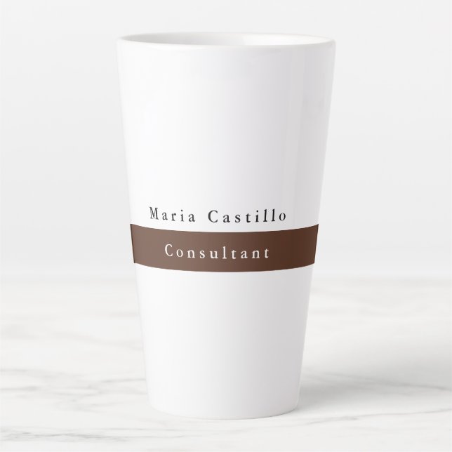 Caneca De Café Latte Minimalista Branco comum elegante (Frente)