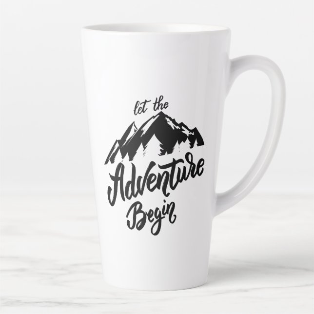 Caneca De Café Latte Minimalista Preto e Branco (Direita)