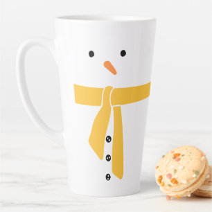 Caneca De Café Latte Minimalista Snowman Amarelo Scarf Winter