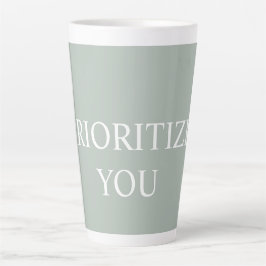 Caneca De Café Latte Mínimo Priorizar Você Citação Cor Cinza