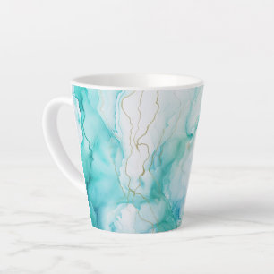 Caneca De Café Latte Mint Aqua Ink Marble