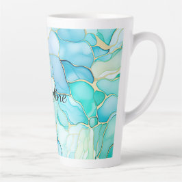 Caneca De Café Latte Mint Aqua Pearl Dourado Marble