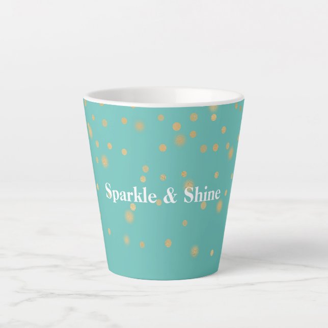 Caneca De Café Latte Mint Dourado Confetti (Frente)