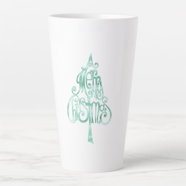 Caneca De Café Latte Mint Green Glam Christmas (Frente)