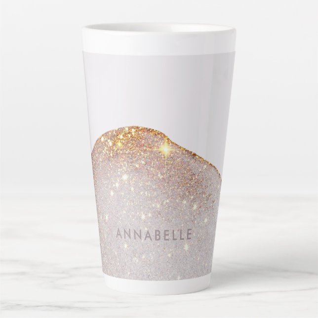 Caneca De Café Latte Minúscula dourada moderna forma aquosa simples ele (Frente)