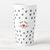 Miow cat patra o coração vermelho Latino