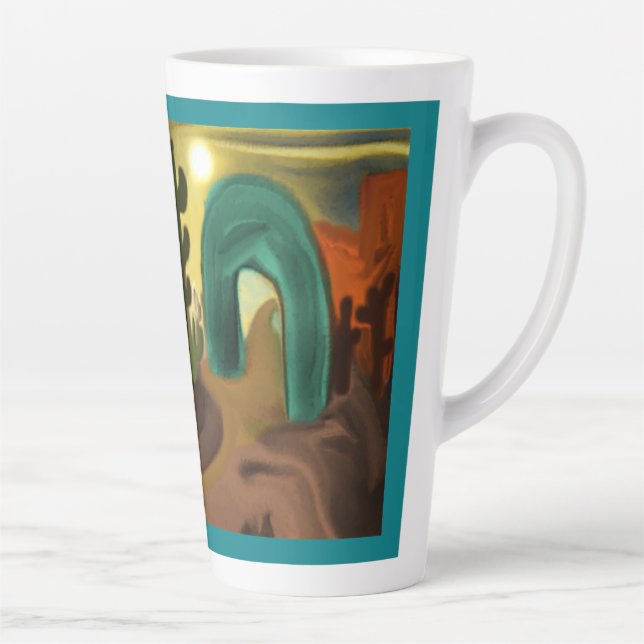 Caneca De Café Latte Missão Espanhola de Arte Abstrato a Sudoeste (Direita)