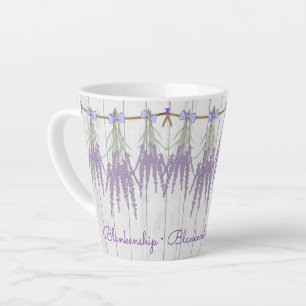 Caneca De Café Latte Modelo de Monograma do Pacote de Flor de Lavanda R