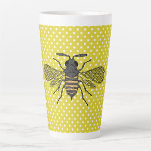 Caneca De Café Latte Modelo de Polkadot Amarelo da BEE Trendy Dom Decor