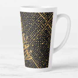 Caneca De Café Latte Modern, Chrismas Tree, Black Gold Cross Pattern