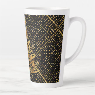 Caneca De Café Latte Modern, Chrismas Tree, Black Gold Cross Pattern