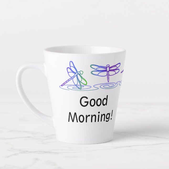 Caneca De Café Latte Modern Dragonfly Personalizada Latte Mug (Esquerda)