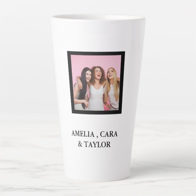 Caneca De Café Latte Modern Friend Collage Photos Simple (Frente)