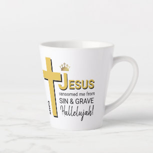 Caneca De Café Latte Modern JESUS ME RANSOMOU Páscoa Cristã