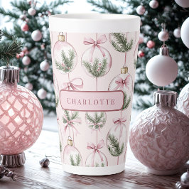 Caneca De Café Latte Modern Pink Christmas Ornament Personalized
