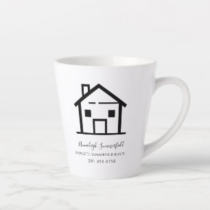 Caneca De Café Latte Modern Real Estate Agent Business Swag Personaliza