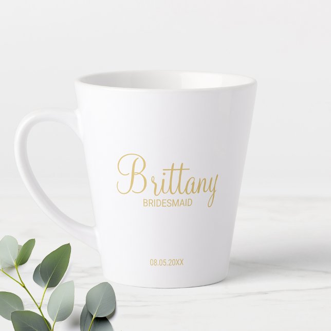 Caneca De Café Latte Moderna e Dourada Bridesmaids Personalizados (Criador carregado)