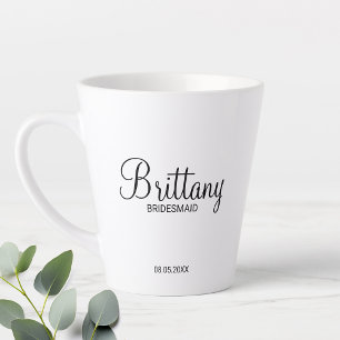 Caneca De Café Latte Modernas, Black and White Personalized Bridesmaids