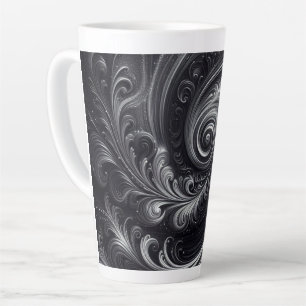 Caneca De Café Latte Moderno Abstrato Simples Redemoinho Preto e Branco