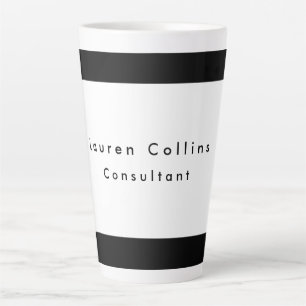 Caneca De Café Latte Moderno Minimalista Branco Simples de Borda Negra