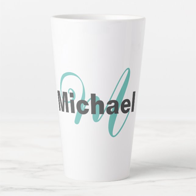 Caneca De Café Latte Moderno Mínimo Monograma (Frente)