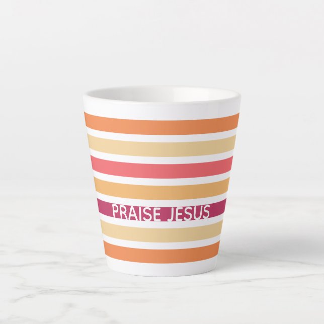 Caneca De Café Latte Moderno Pastel Strike Christian PRAISE JESUS (Frente)