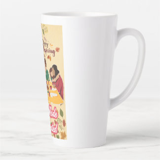 Caneca De Café Latte Modo de Festa de Ação de Graças Feliz Ativado cami