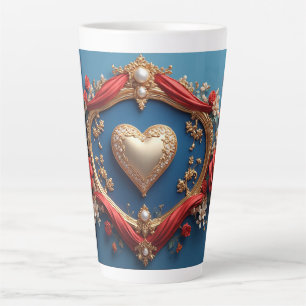 Caneca De Café Latte Moldura de Ouro Luxuosa Com Pérolas
