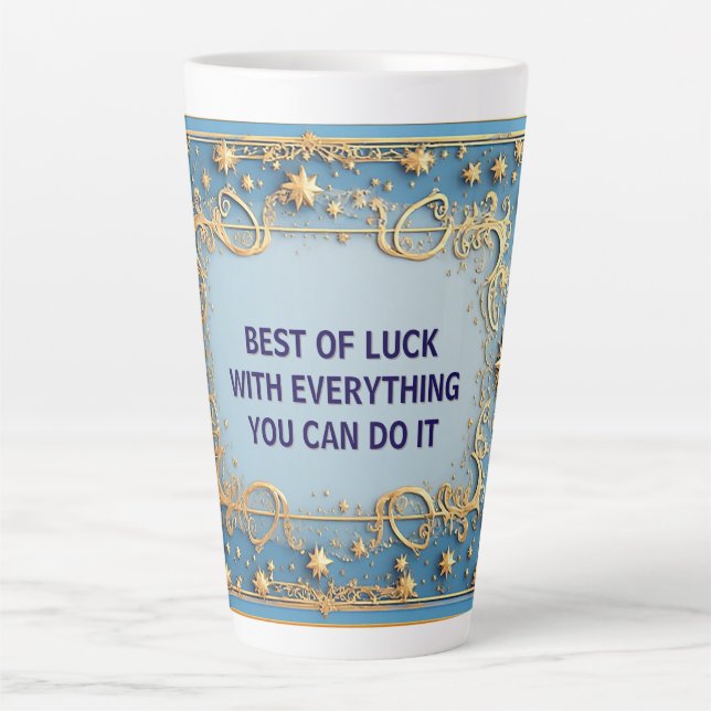 Caneca De Café Latte Moldura Dourada Ornamentada (Frente)