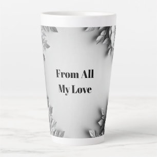 Caneca De Café Latte Moldura Floral de Rosa para Estilo de Casa Moderna