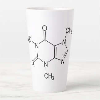Caneca De Café Latte Molécula de Cafeína Química Café Átomos