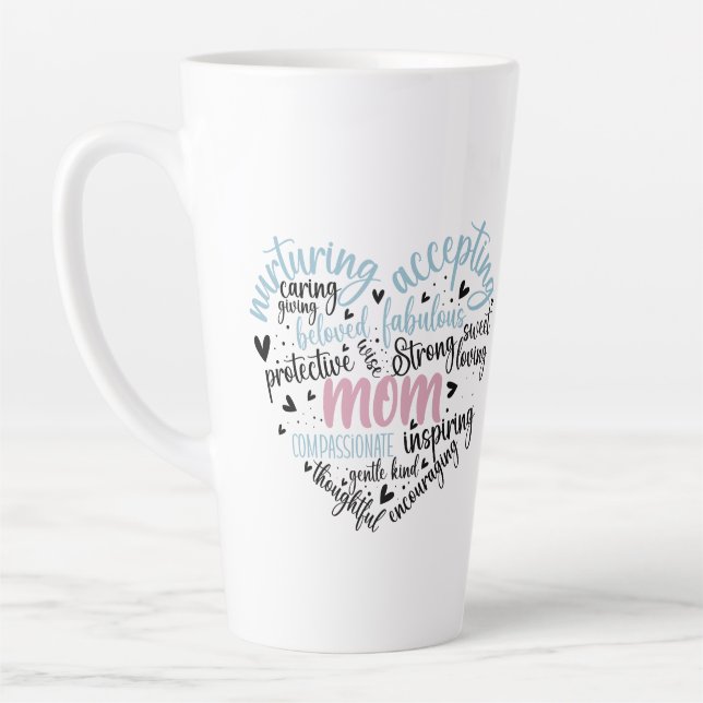 Caneca De Café Latte Mom Heart Loving Caring Sweet Gentle  (Esquerda)