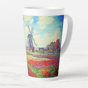 Caneca De Café Latte Monet Tulips Windmill