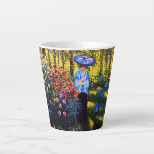 Caneca De Café Latte Monet Woman com Parasol no Jardim