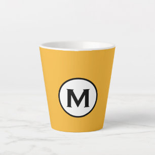 Caneca De Café Latte Monograma Amarelo Moderno da Mostarda de Tendência